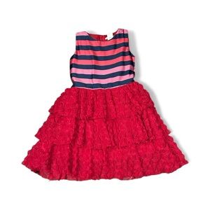 Ella Kids Formal Dress - Red and Pink Stripes